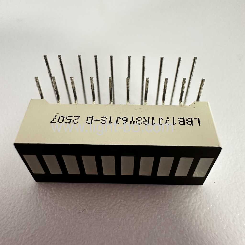 Çift hatlı 90 derece pin bükme özelliğine sahip çok renkli 10 segmentli LED çubuk dizisi ortak katot