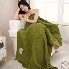 Waffle Cotton Blanket Soft Lightweight Summer Air Conditioning Throw Sofa Nap Blanket
