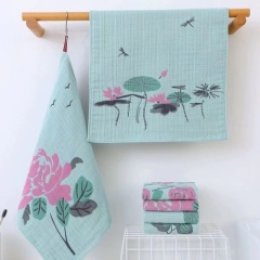 Premium Cotton Gauze Large Square Towel Baby Face Towel with Hanging Loop Kids Saliva Towel