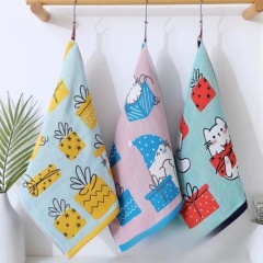 Cartoon Print Muslin Cotton Baby Towel Multi Layer Soft Face Hand and Saliva Cloth for Infant and Kids