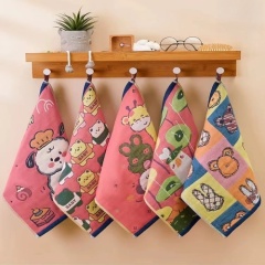 Soft Absorbent Cartoon Baby Face Towel with Hanging Loop Small Washcloth for Home Use