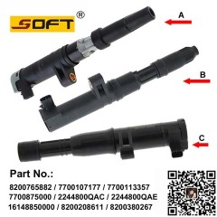 Ignition Coil 8200765882 / 7700107177 / 7700113357 / 7700875000 / 2244800QAC For Renault Largus / Megane / K4M / K4J