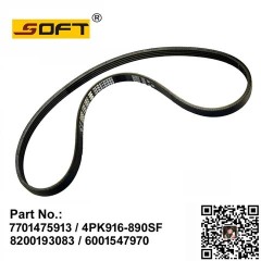 V-Ribbed Belt 7701475913 / 4PK916-890SF / 8200193083 / 6001547970 For Renault Largus / Logan / K7M / K7J