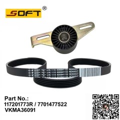 V-Ribbed Belt Set 117201773R / 7701477522 / VKMA36091 For Renault Largus / Logan / K7M / K7J / K4M / K4J