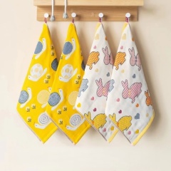 Pure Cotton Gauze Face Towel for Kids Soft Lint-free Handkerchief with Hanging Loop