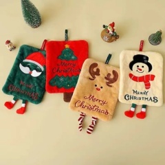 Custom Cartoon and Christmas Embroidered Hand Towels Soft Cotton Hanging Absorbent Towels Size and Design Customizable