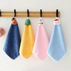 Coral Fleece Cartoon Kids Hand Towel Custom Soft Absorbent Hanging Towel Ideal for Christmas Gift and Festive Return Gif