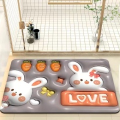 Cartoon Diatomaceous Earth Absorbent Mat Quick-Drying Non-Slip and Stylish for Bathroom & Toilet Use