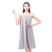 Womens Solid Color Cotton Bath Skirt Round Neck Absorbent Simple Style for Spa Salon and Home Use