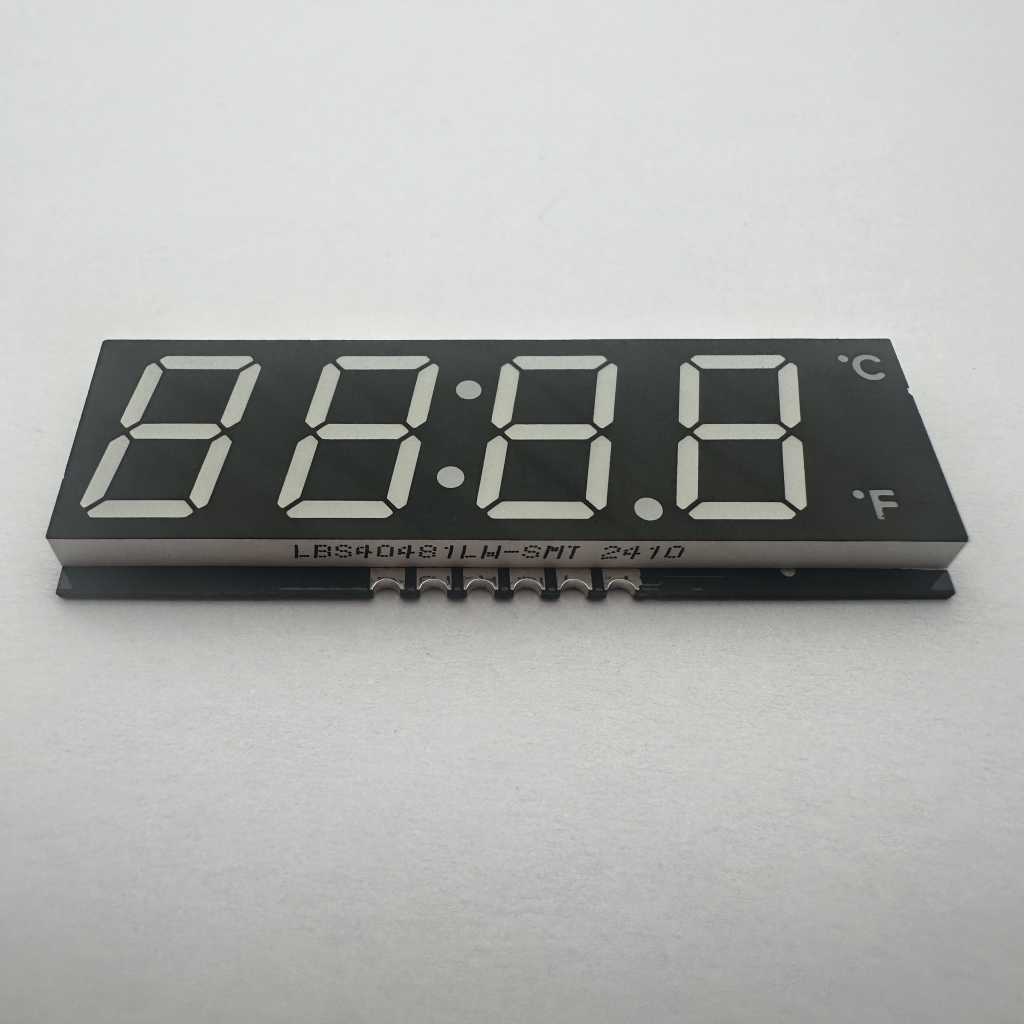 Ultradünne 4-stellige 12-mm-LED-Anzeige mit gemeinsamer Kathode (weiß, SMD, 7 Segmente) für Mikrowellenherde