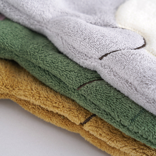 Coral Fleece Hand Towel Super Absorbent Quick Dry Hanging Cartoon Print Thick Kitchen Bathroom Cloth