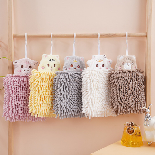 Chenille Hand Towel Hanging Super Absorbent Quick Dry Thick Kitchen Bathroom Washcloth for Adults Kids