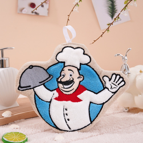 Hanging Hand Towel Dense Terry Loop Quick Dry Soft Bathroom Kitchen Face Cloth Cartoon Print