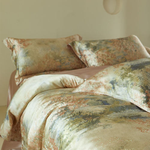 Bộ ga trải giường lụa tơ tằm 100% 25 momme, in kỹ thuật số, dệt satin, sang trọng, kèm vỏ chăn.