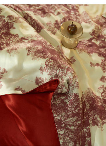 Bộ ga trải giường lụa tơ tằm 100% 25 momme, in kỹ thuật số, sang trọng, cỡ Queen và King.