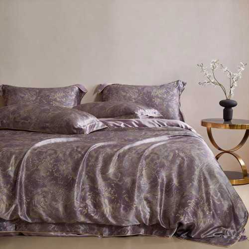 Bộ ga trải giường 4 món bằng lụa tơ tằm 100%, độ dày 25 momme, in kỹ thuật số, cỡ Queen và King, chất liệu cao cấp.