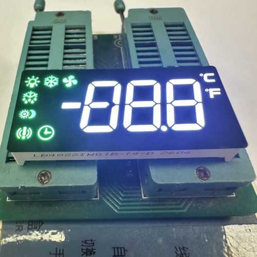 Display LED branco ultra/verde puro de três dígitos, 13,8 mm, ânodo comum para refrigerador