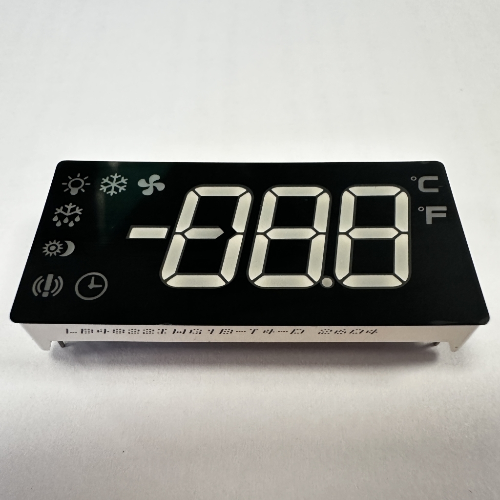 Display LED branco ultra/verde puro de três dígitos, 13,8 mm, ânodo comum para refrigerador