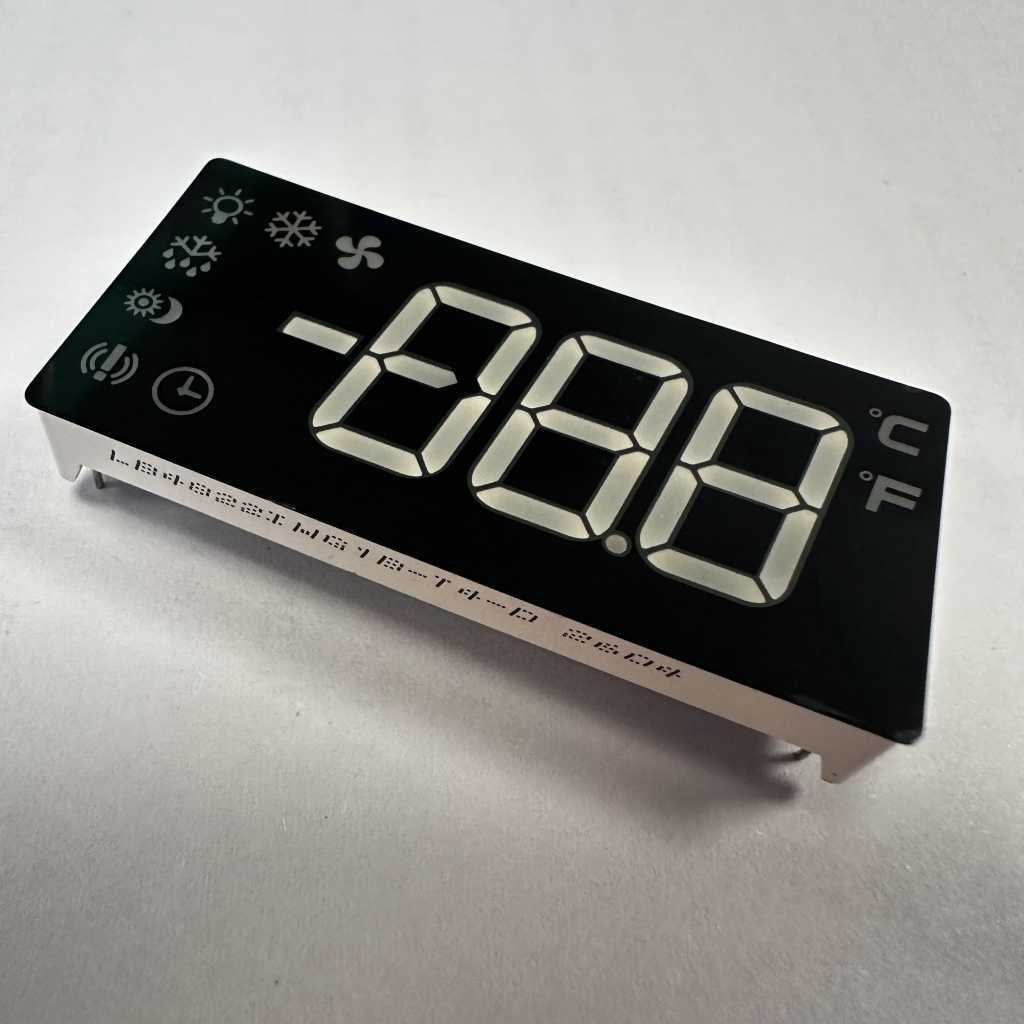 Display LED branco ultra/verde puro de três dígitos, 13,8 mm, ânodo comum para refrigerador