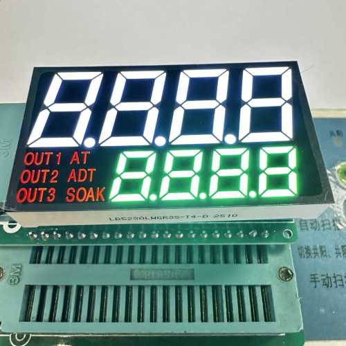 White/Green/Red Dual line 4+4 Digits 7 Segment LED Display for Temperature Humidity Indicator