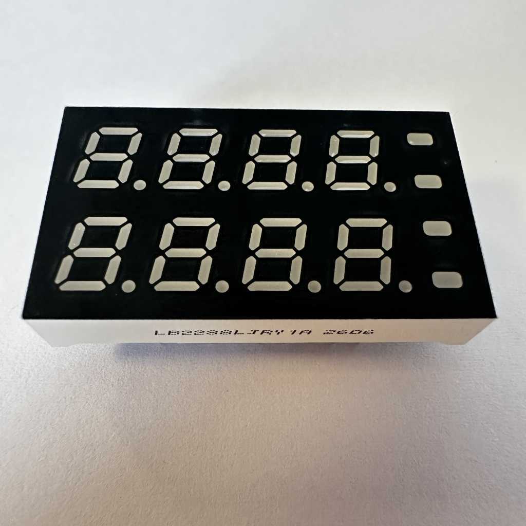Pantalla LED multicolor de 7 segmentos y 4+4 dígitos, 7 mm, para controlador industrial.