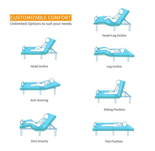 Electric bed adjustable bed head tilt head & foot up down with bed skirt