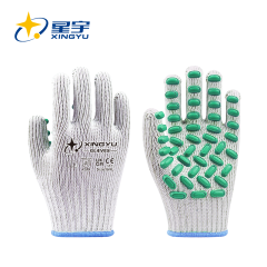 L8500 7G Polycotton Liner Latex Dots Coated Gloves
