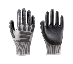 N9200 13G HPPE+Spandex+Nylon+Glass Fiber Liner Nitrile Foam+Latex Dots Coated Gloves