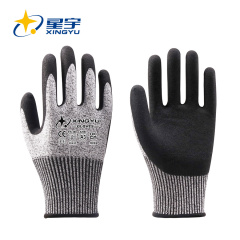 H5000 13G HPPE+Spandex+Nylon+Glass fiber Liner Nitrile Sandy Coated Gloves