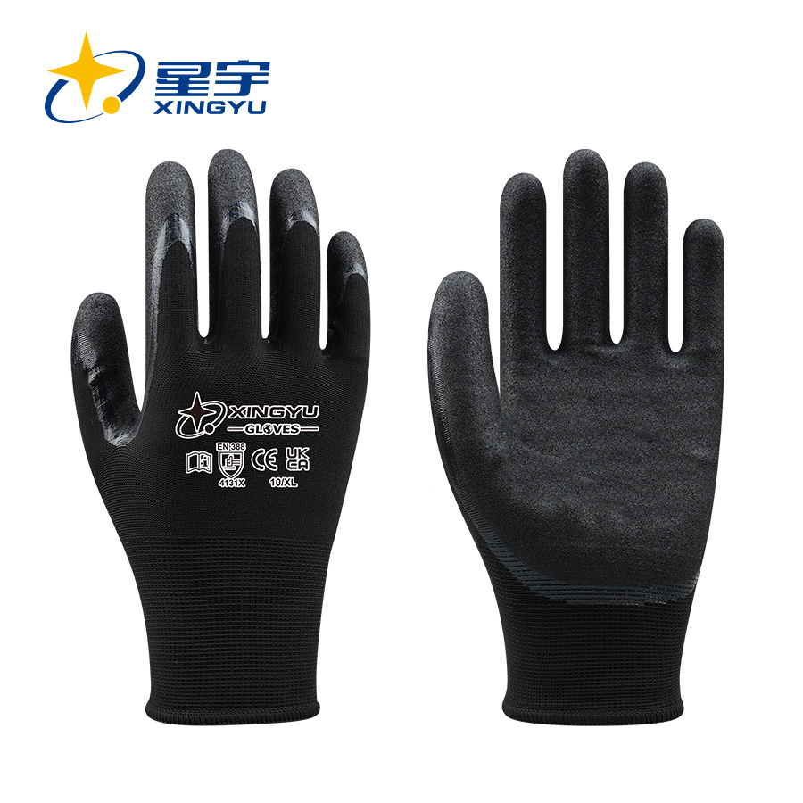 W2122 15G Outer Polyester +10G Inner Acrylic Terry Liner Nitrile Foam Coated Gloves
