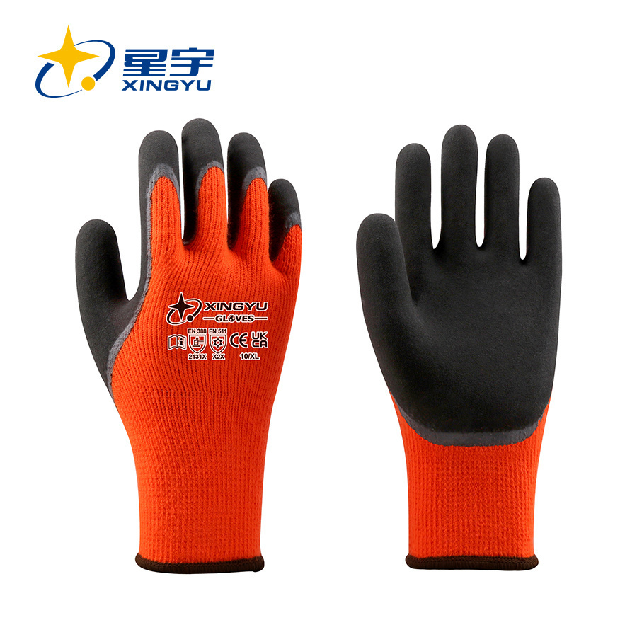W1212 10G Acrylic Terry Liner Latex Sandy Coated Gloves