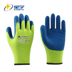 W1101 7G Acrylic Terry Liner Latex Crinkle Coated Gloves