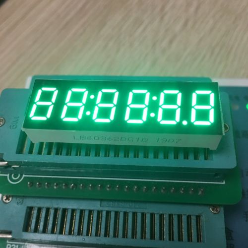 Display a 7 segmenti a 6 cifre, anodo comune, da 9,2 mm, di colore verde puro, per timer digitale con conto alla rovescia.