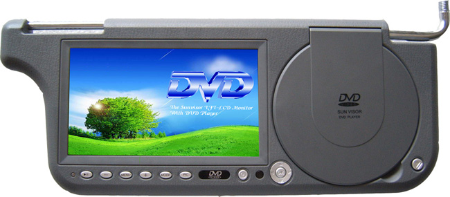 7inch Sun visor DVD monitor with FM transmitter with USB with SD