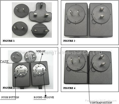 5W-65W switch mode power supply with echangeable plugs