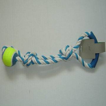 Pet Product Rope Tug Rings With Balls