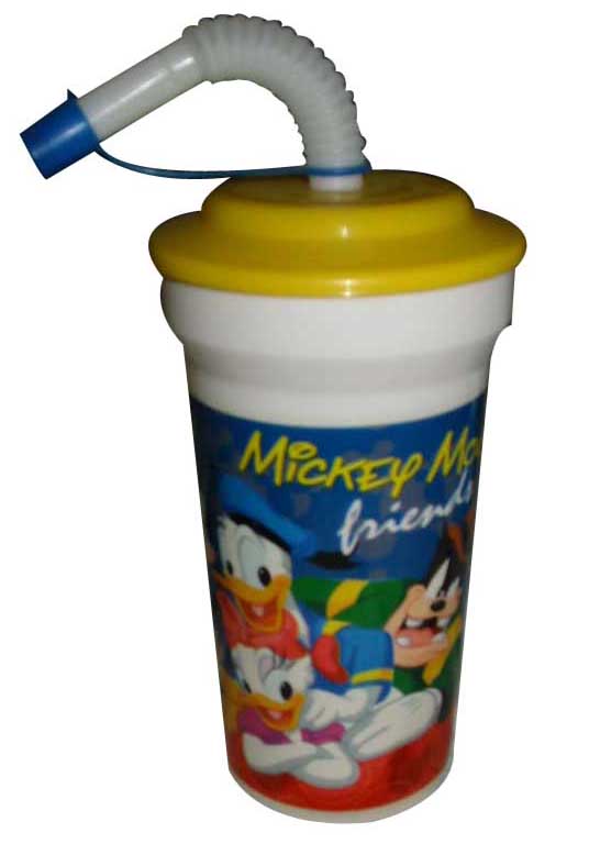 plastic drinking cup with straw 