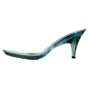 Transparent High Heel Novel Shoes Soles in Green Color