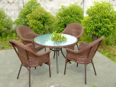 woven rattan chair and table set