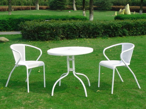 metal chairs and tables