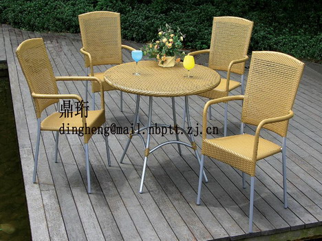 woven rattan chair and table set