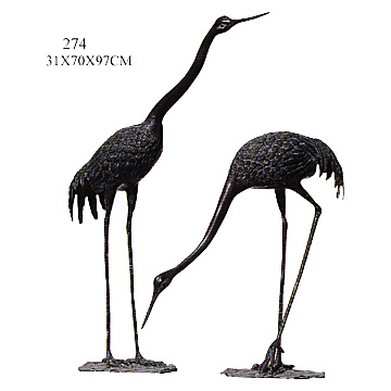 Cast Bronze Cranes