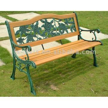 Resin Rose Back Cast Iron Park Bench