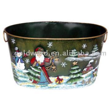 Tin Santa Flowerpots