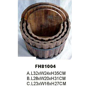 3pc Wall Wooden Pots Set