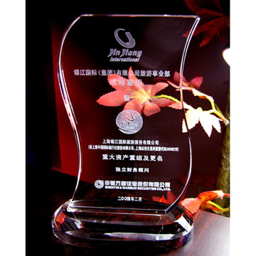 Crystal Trophy with Laser Engravings