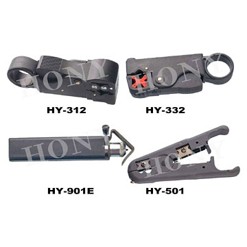 Rotary coaxial cable stripper  