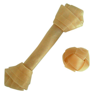 Knotted Rawhide Bone and Braided Ball