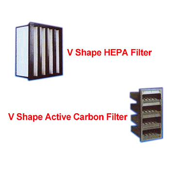 V Shape Mini Pleat HEPA Filter and Active Carbon Filters