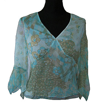 100% Silk Ladies' Printed Blouses